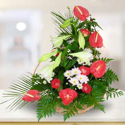 Marvelous Arrangement of White N Red Flowers to Palani
