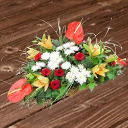 Premium Flat Table Arrangement of Mixed Flowers to Rajamundri