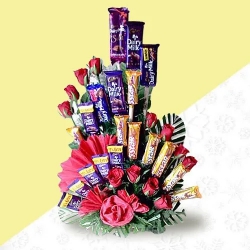 Unique Arrangement of Cadbury Chocolates with Roses to Uthagamandalam