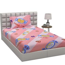Elegant Strawberry Candy Print Single Bed Sheet N Pillow Cover Set to Kanjikode