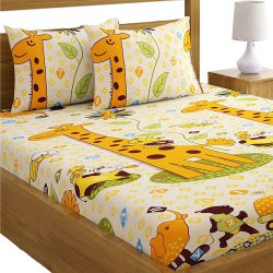 Stunning Giraffe Print Double Bed Sheet N Pillow Cover Set to Cooch Behar