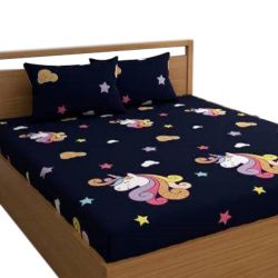 Fancy Cartoon Print Double Bed Sheet N Pillow Cover Set to Uthagamandalam