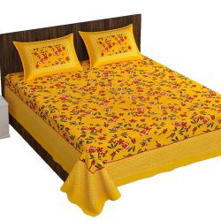 Stylish Jaipuri Print King Size Bed Sheet with Pillow Cover to Cooch Behar