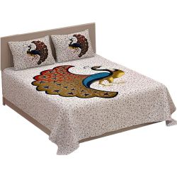 Exclusive Jaipuri Print Double Bed Sheet N Pillow Cover Set to India