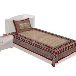 Admirable Jaipuri Print Single Bed Sheet N Pillow Cover Set to Kanjikode