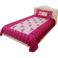 Wonderful Rajasthani Print Single Bed Sheet N Pillow Cover Set to Sivaganga
