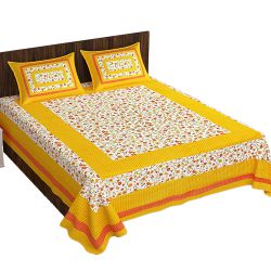 Trendy Rajasthani Print Double Bed Sheet with Pillow Cover Set to Sivaganga