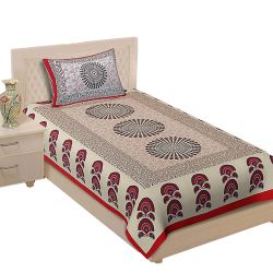 Special Jaipuri Print Single Bed Sheet N Pillow Cover Set to India