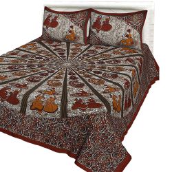 Beautiful Combo of Jaipuri Print Double Bed Sheet N Pillow Cover to Kanjikode