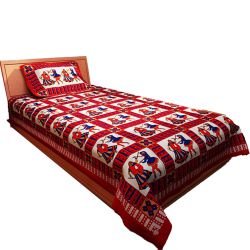 Impressive Rajasthani Print Single Bed Sheet N Pillow Cover to Perumbavoor