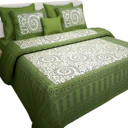 Super Comfy Jaipuri Print King Size Bed Sheet with Pillow Covers to Cooch Behar