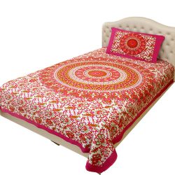 Magnificent Traditional Print Single Size Bed Sheet N Pillow Cover Set to Kollam