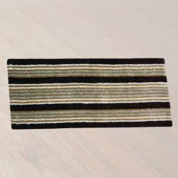 Classy Modern Stripes Microfibre Polyester Shaggy Bedside Runner to Kanjikode