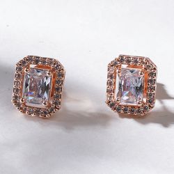 Glimmering Rose Quartz Studs to Nipani