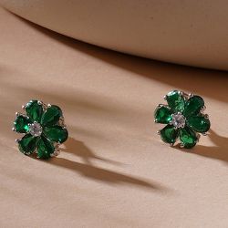 Beautiful Green Stone Studs with Flowers to Marmagao