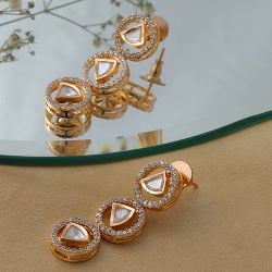 Elegant Layered Diamond   Kundan Hoops to Alwaye