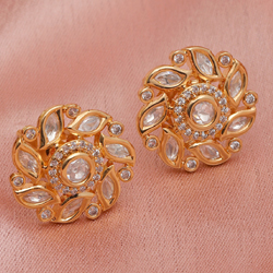 Elegant Kundan Round Earrings to Hariyana