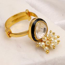 Elegant Kundan Pearl Ring to Balasore