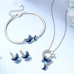 Mesmerizing Blue Crystal Butterfly Jewellery Set to India