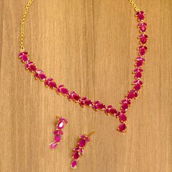 Precious Ruby Necklace N Earrings Set to Andaman and Nicobar Islands