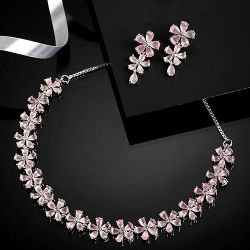 Exclusive AD Studded Flower Jewellery Set to India