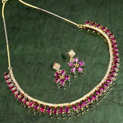 Luxe Gold Plated AD Jewellery Set to Muvattupuzha