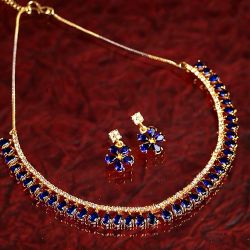 Trendy Gold Plated AD Jewellery Set