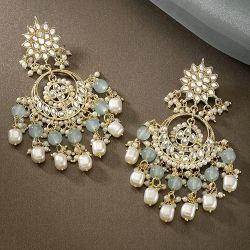 Exquisite Elegance  Pearl Kundan Chandbali Earrings to Ambattur