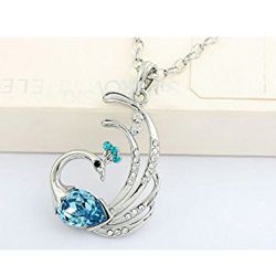 Beautiful Austrian Crystal Studded Peacock Pendant Gift to India