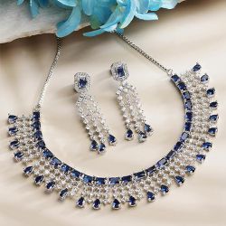 Wonderful Floral Design AD Choker Jewelry Set to Tirur