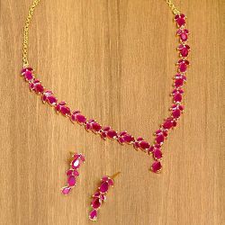 Classy Ruby Necklace Set to Palani