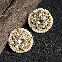 Classic Round Kundan Earrings to Muvattupuzha