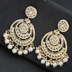 Breathtaking Kundan N Pearl Earrings to Tirur