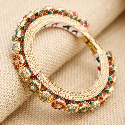 Dazzling Multi Embellished Bangle to Hariyana