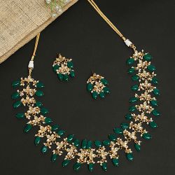 Majestic Green Kundan Jewelry Duo to Balasore