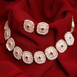 Beautiful Pink Kundan Necklace   Earrings to Hariyana