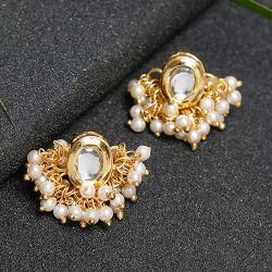 Sparkling Kundan Studs Pair to India