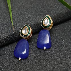 Pretty Blue Kundan Earrings to Dadra and Nagar Haveli