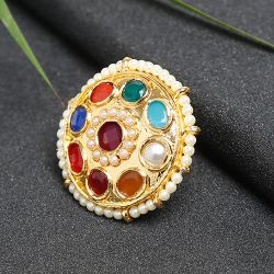 Trendy Multicolor Kundan Ring to Taran Taaran