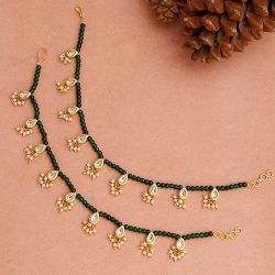 Fancy Green Beads   Kundan Anklets to Hariyana