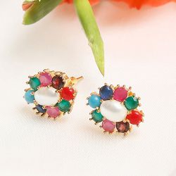 Vibrant Multi Color Pearl Studs