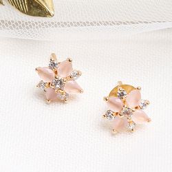 Delicate Pink Kundan   Diamond Studs