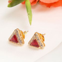 Luxe Maroon Diamond Studs to Alwaye