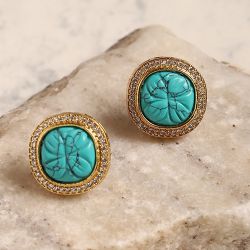 Luxe Blue Gold Dangle Earrings to Hariyana