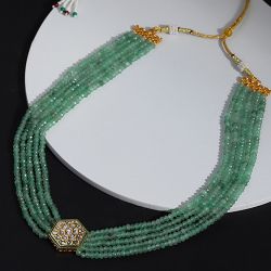 Sparkling Kundan   Mint Bead Statement Piece to Uthagamandalam