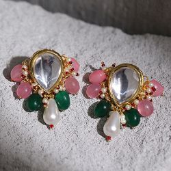 Dazzling Kundan Drop Earrings to Chittaurgarh