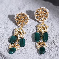 Dazzling Kundan Drop Earrings to Alwaye