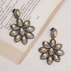 Dazzling Dual Tone Flower Earrings