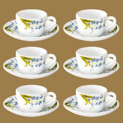 Crafty Larah 12pc Cup N Saucer Set in Blue N White from Borosil to Palai