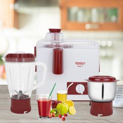 Unique White and Red Juicer Mixer Grinder from Maharaja Whiteline to Sivaganga